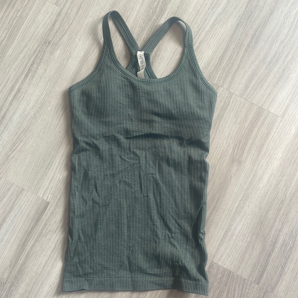 lululemon ebb to street tank top olive green